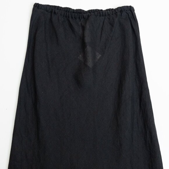 Baserange Dydine Skirt Linen Flared Maxi Black Sheer Lagenlook - Picture 6 of 10
